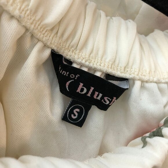 Hint of Blush Boho Floral Off-Shoulder Mini Dress White Pink Size S - Picture 3 of 4